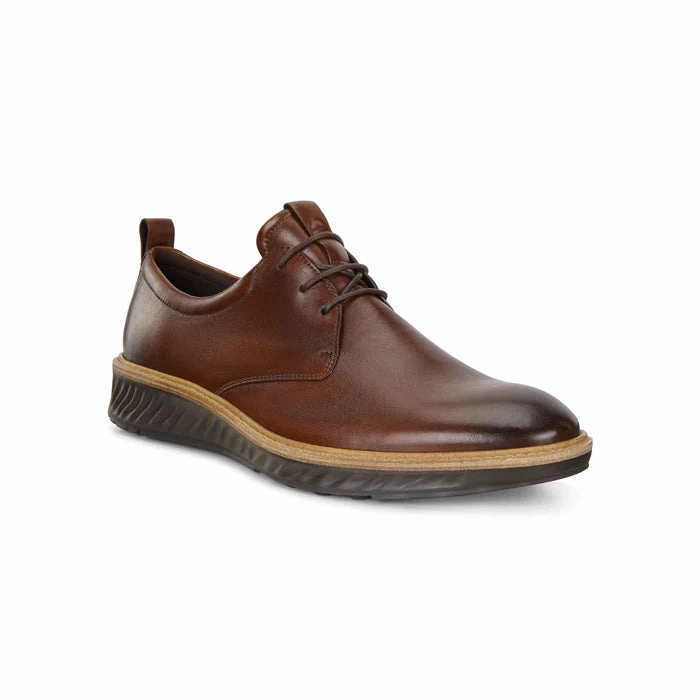 Mens Ecco Hybrid Plain Toe Cognac Northfield Lace Up Shoes