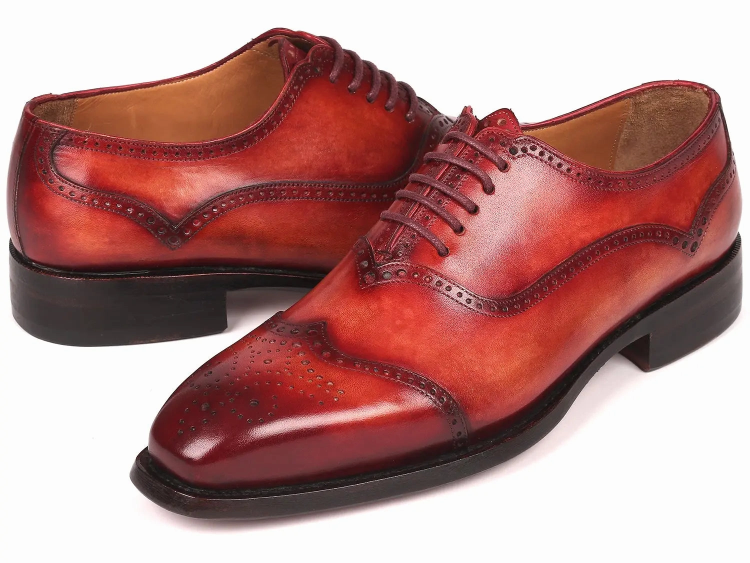 Toe Oxford Shoes Paul Parkman Men's Goodyear Welted Oxford Shoes in Reddish Brown
