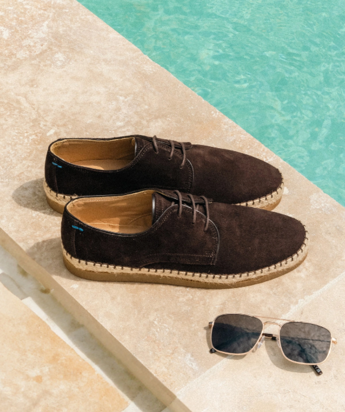 Laced Up Shoes Derby espadrille CALIFORNIA Daim Marron Fonc