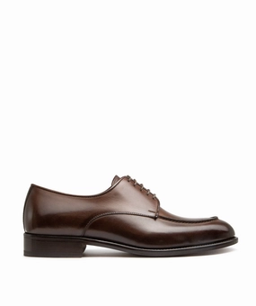 Flat Leather Lace Up Shoes Derby MASSIMO Marron Patin