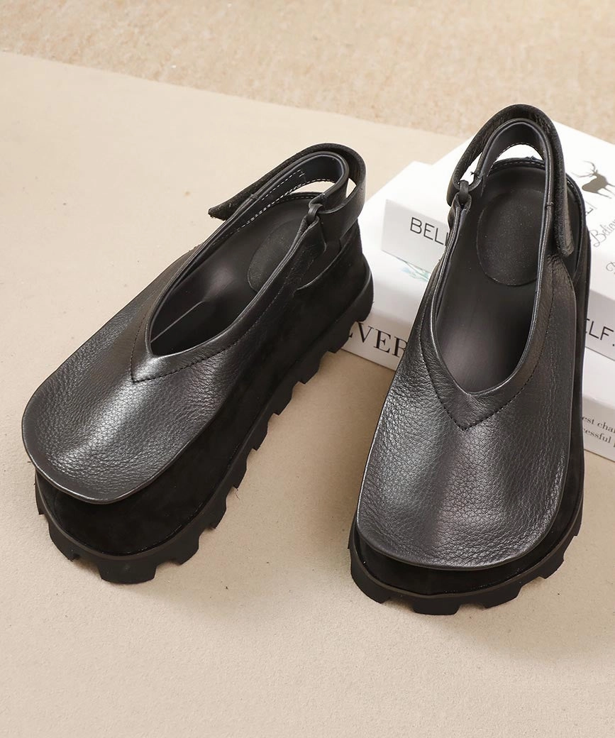 Original Design Handmade Brown Splicing Platform Flat Shoes YC030