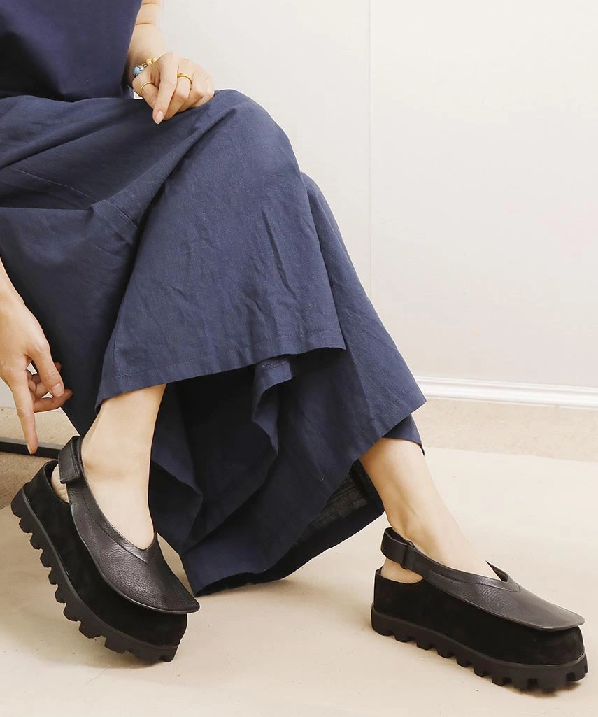 Original Design Handmade Brown Splicing Platform Flat Shoes YC030