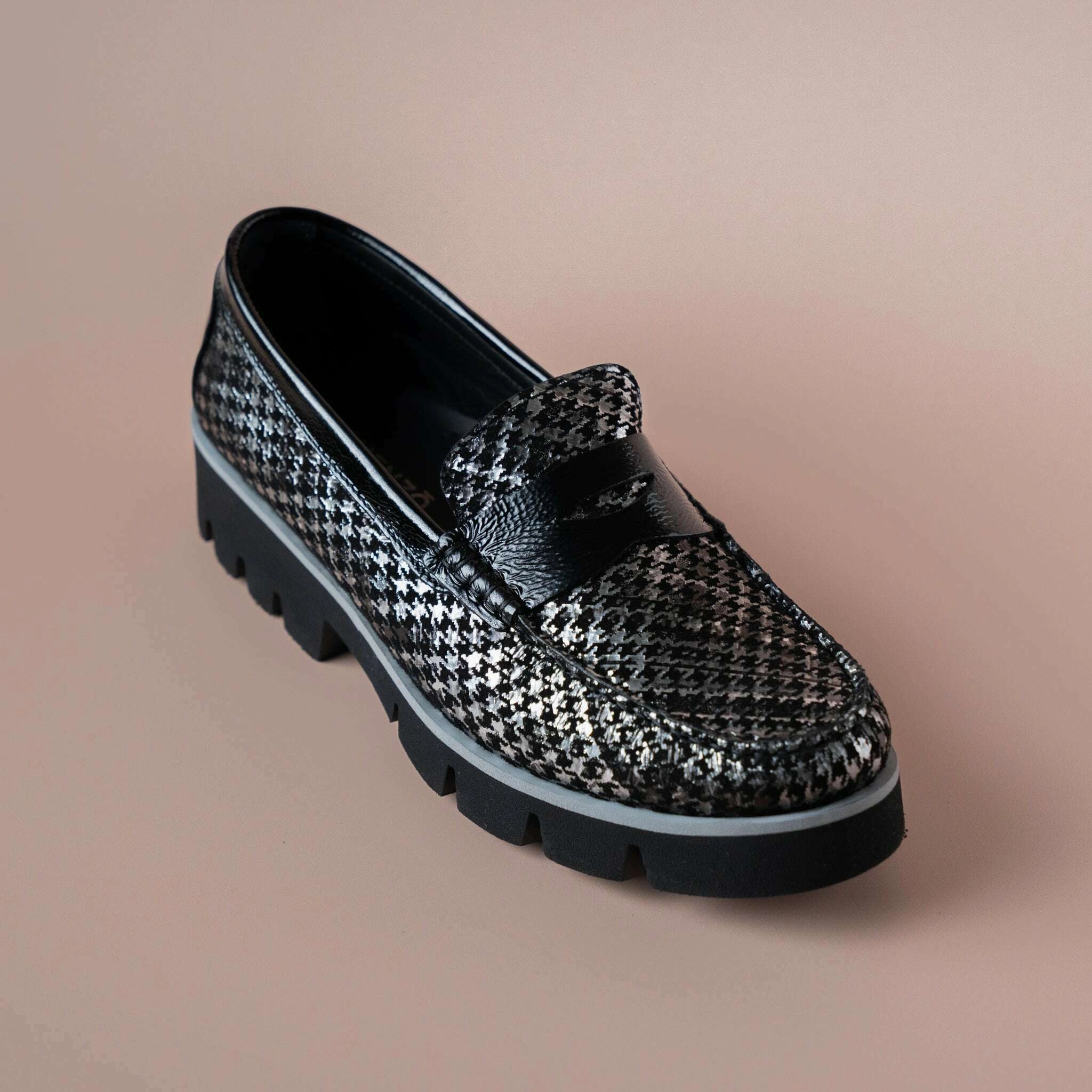 Golf Loafers Di Chenzo - 9351 Black/Silver Houndstooth Loafer