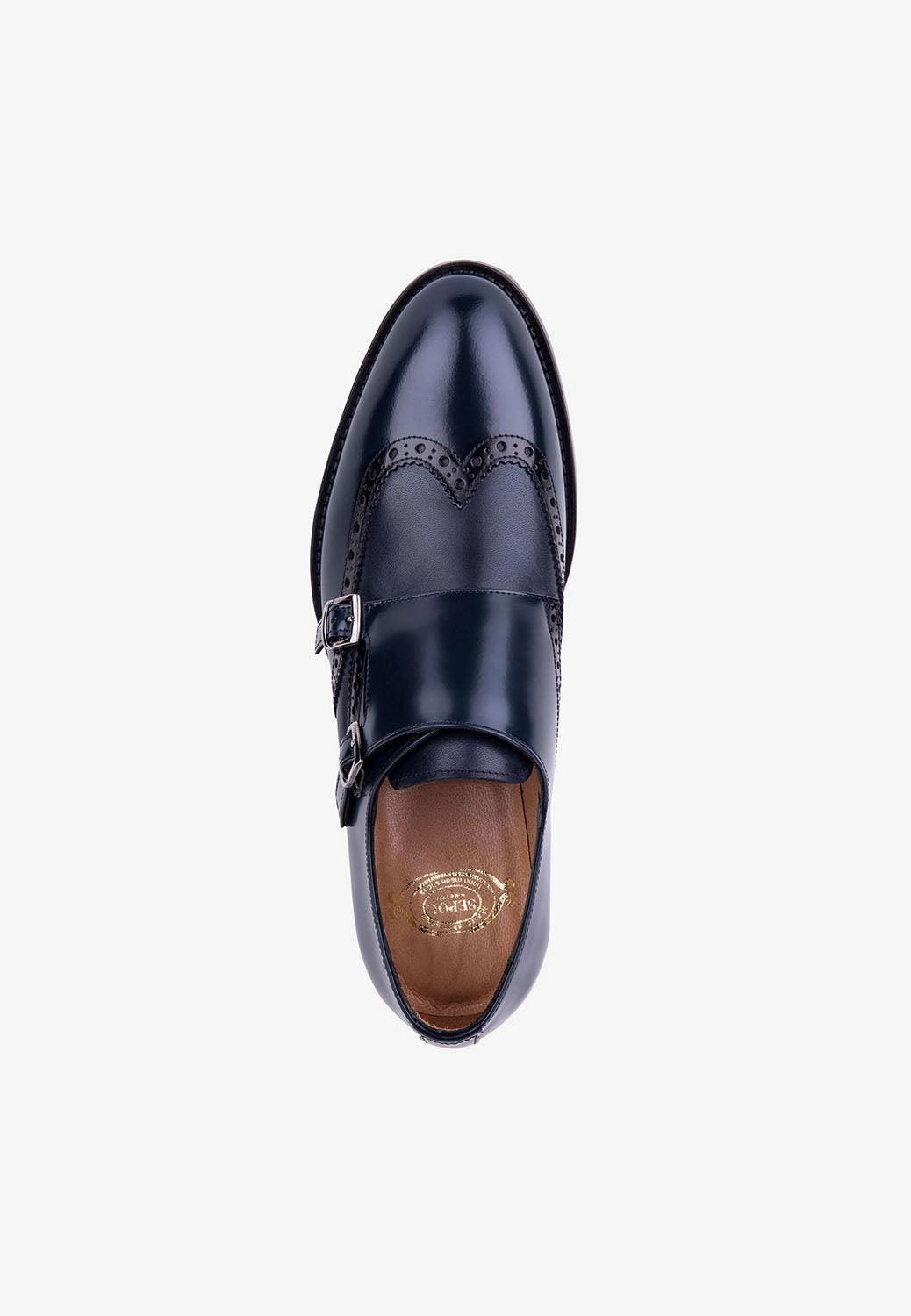 Stunner Double Monk Navy Leather Wingtip Handcrafted 3.1 Philip Lim Brogues