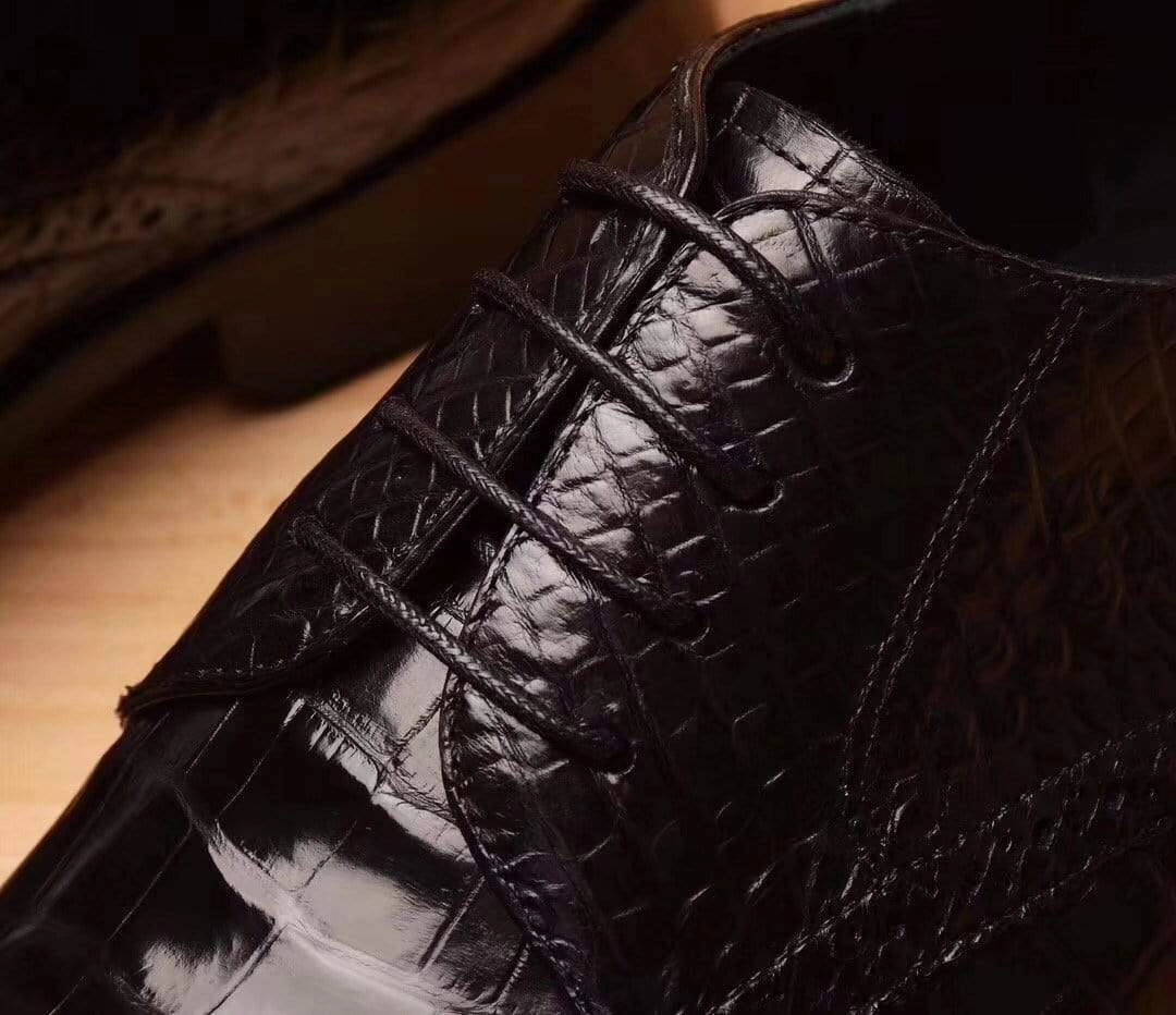 Otto Derby Dress Shoe Crocodile Shoes Mens Crocodile  Leather Derby Lace Up Shoes