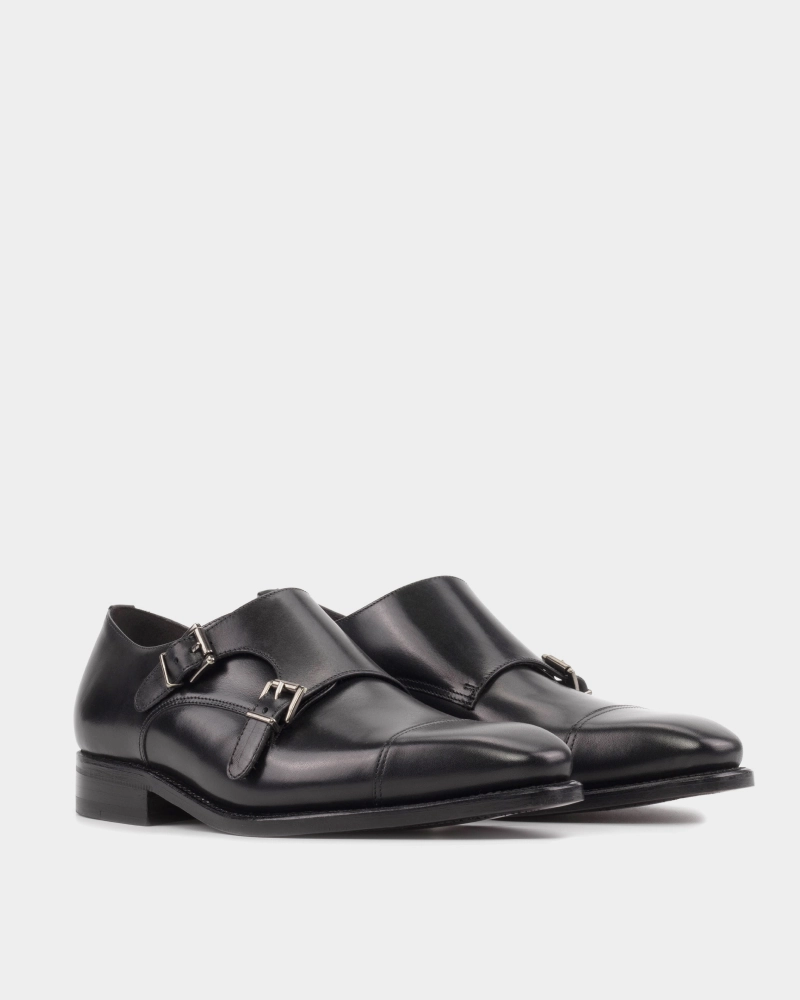 Outlet - Black Double Monk Strap London Brogues Handcrafted