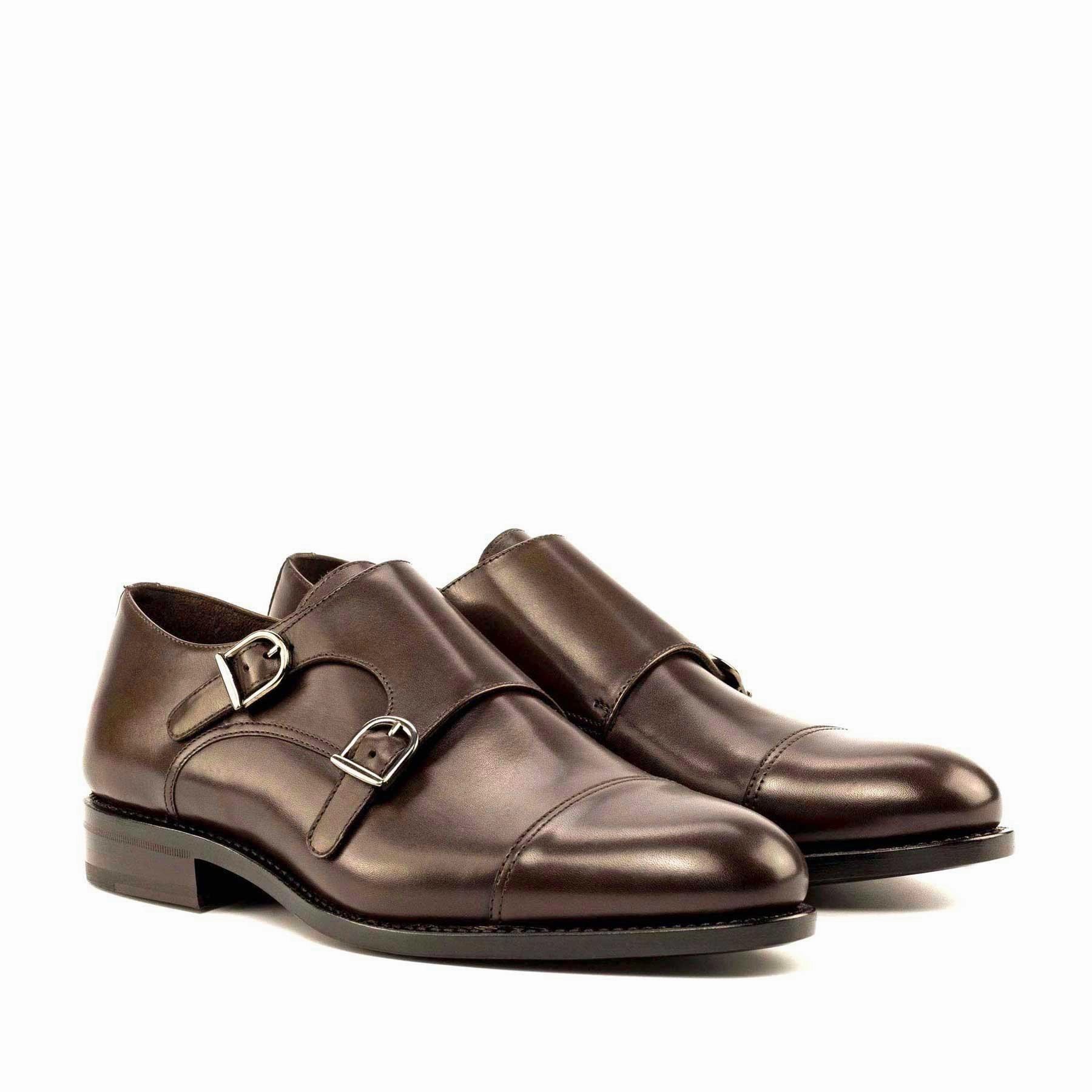 Loafers Or Brogues Double Monk dark brown box calf