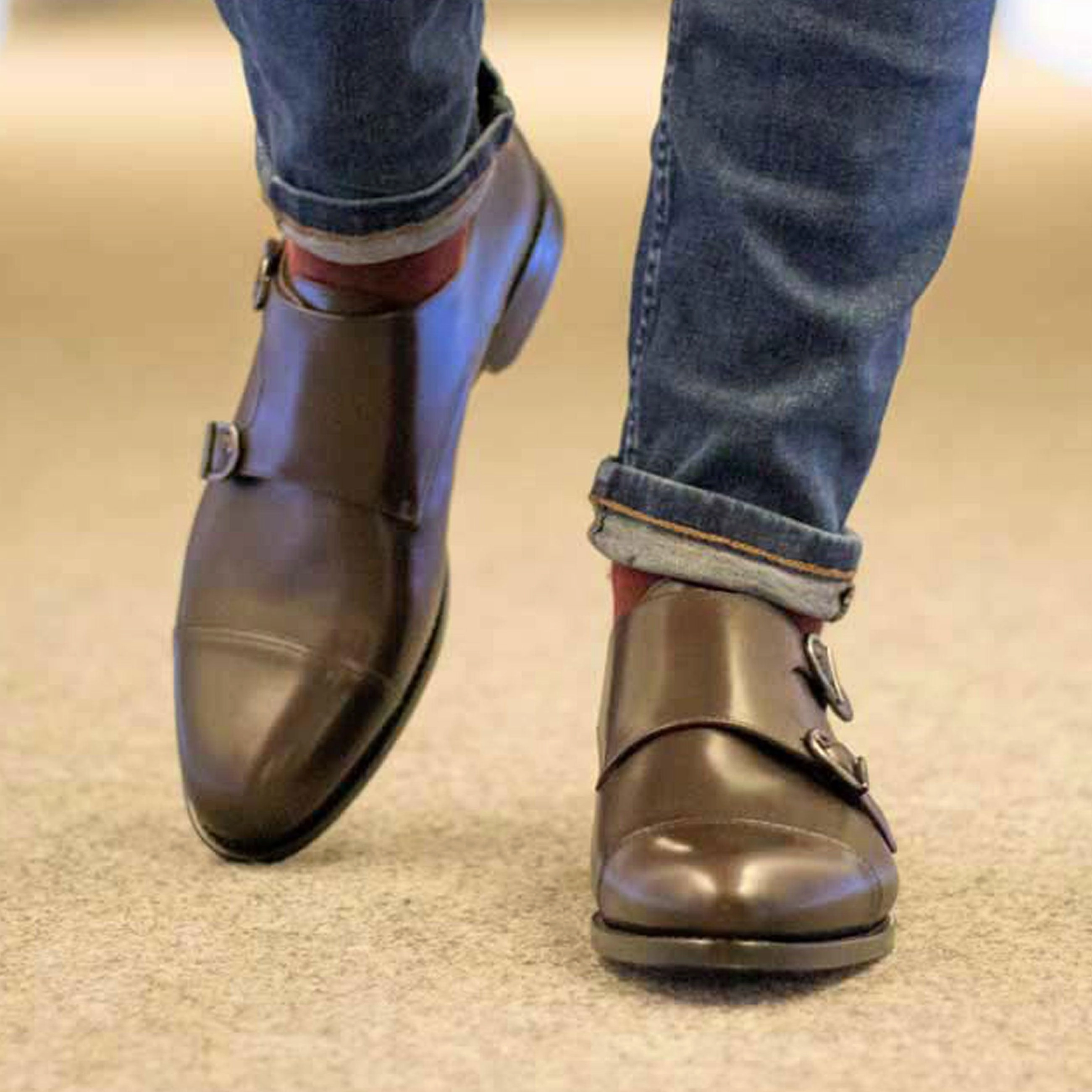 Brogues Images Double Monk dark brown box calf