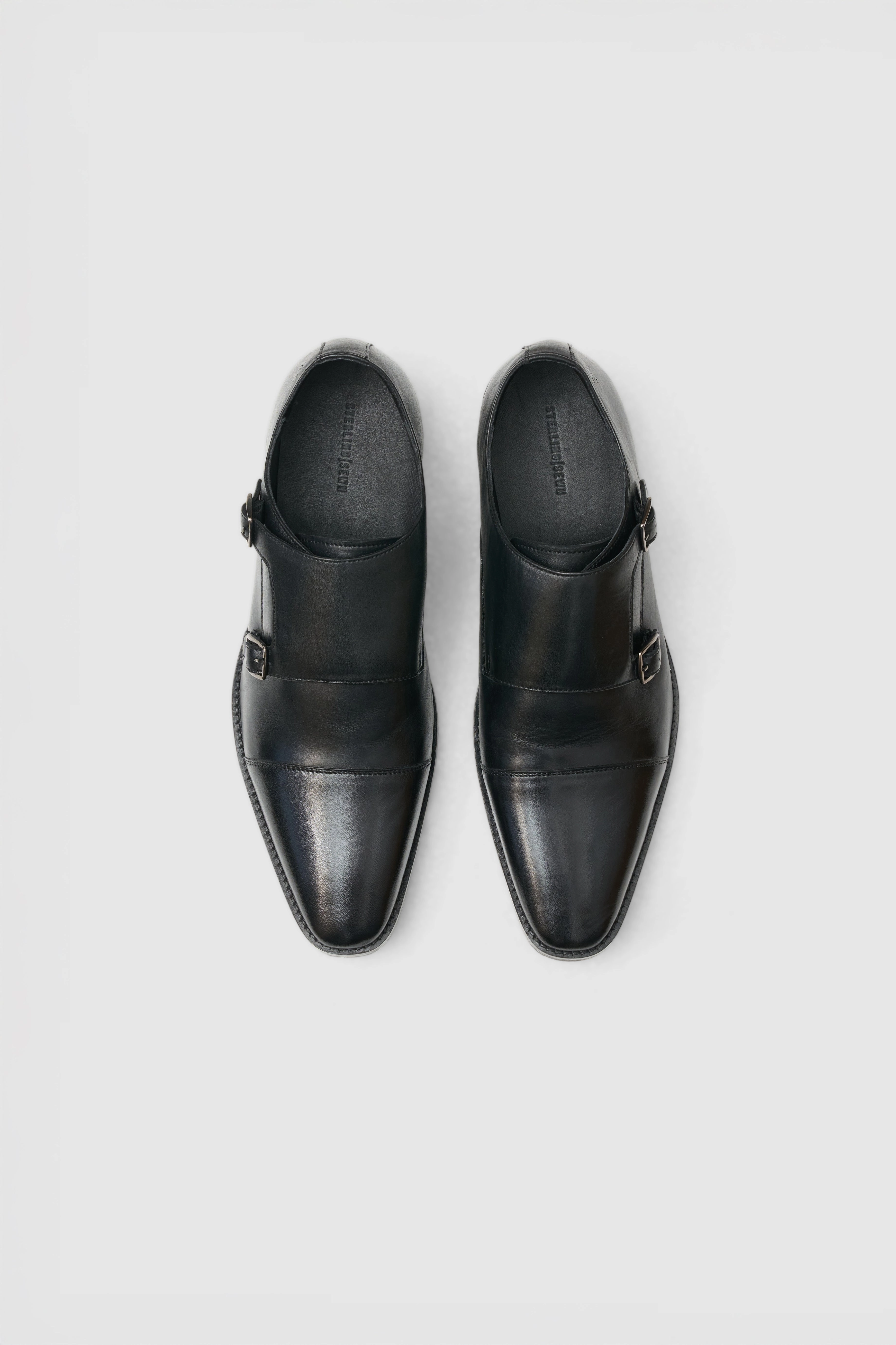 Mr B Brogues Double Monk Strap Black Shoes