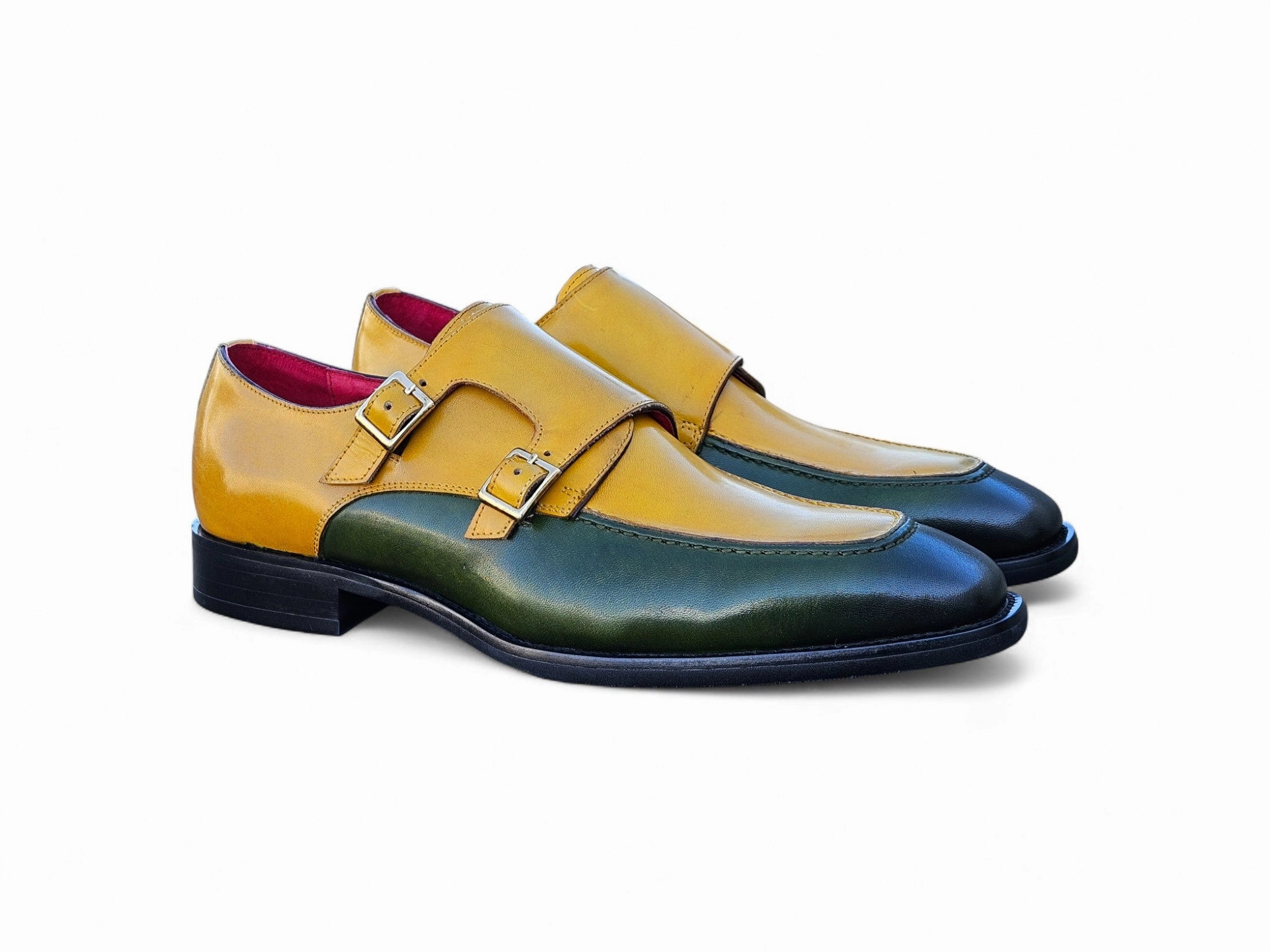 Double Monk Strap Two Tone Loafer Buckle Kilt Brogues
