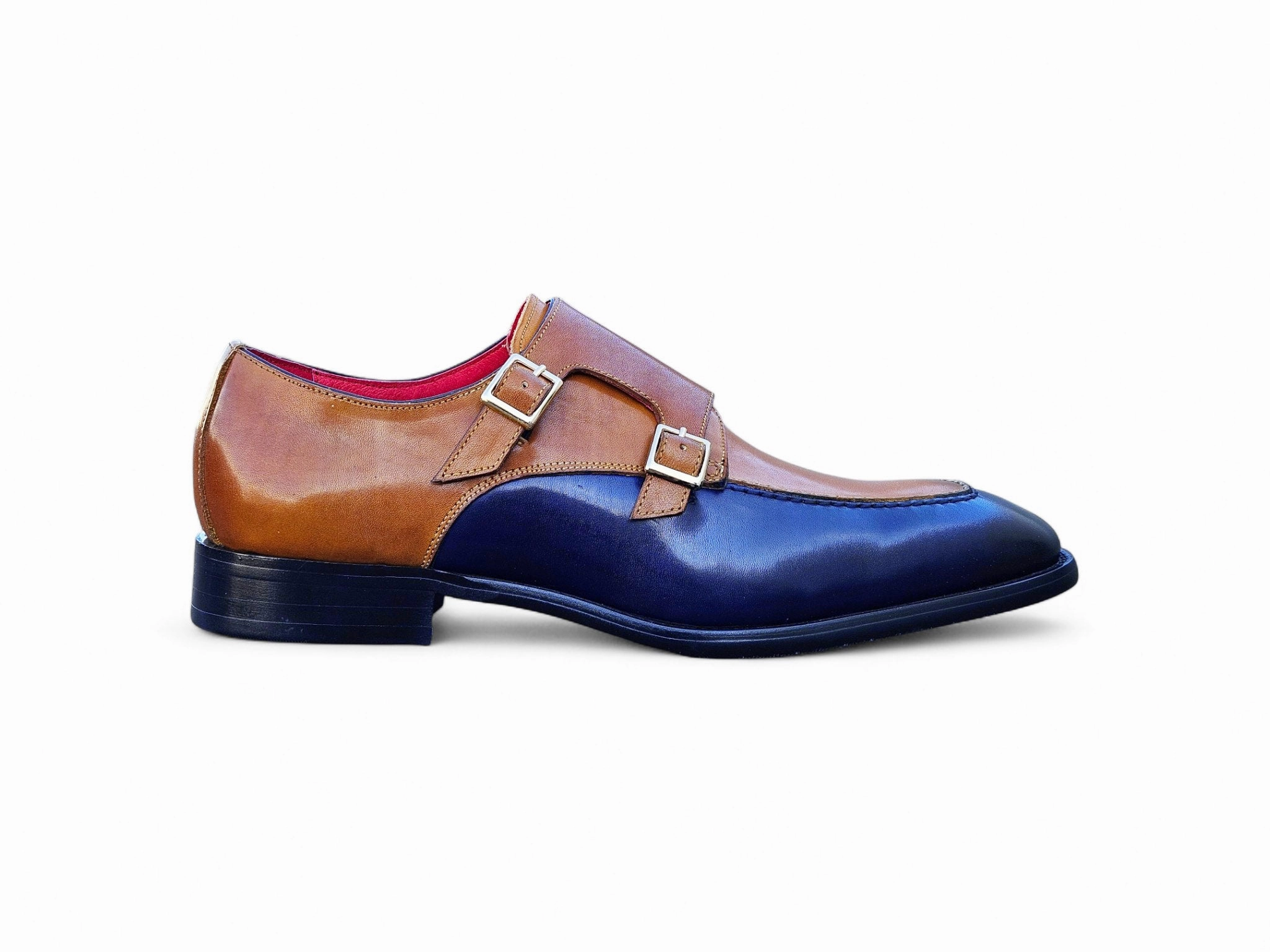 Double Monk Strap Two Tone Loafer All Leather Brogues Uk