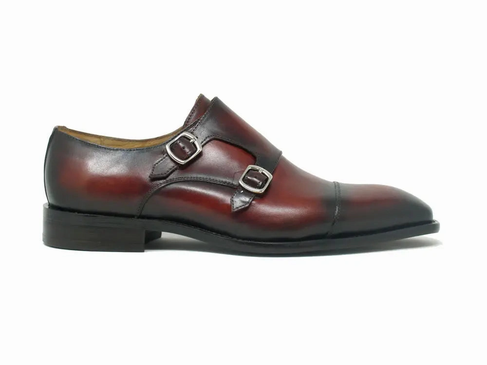 Double Monk Straps Leather Loafer Brown Brogues With Chinos