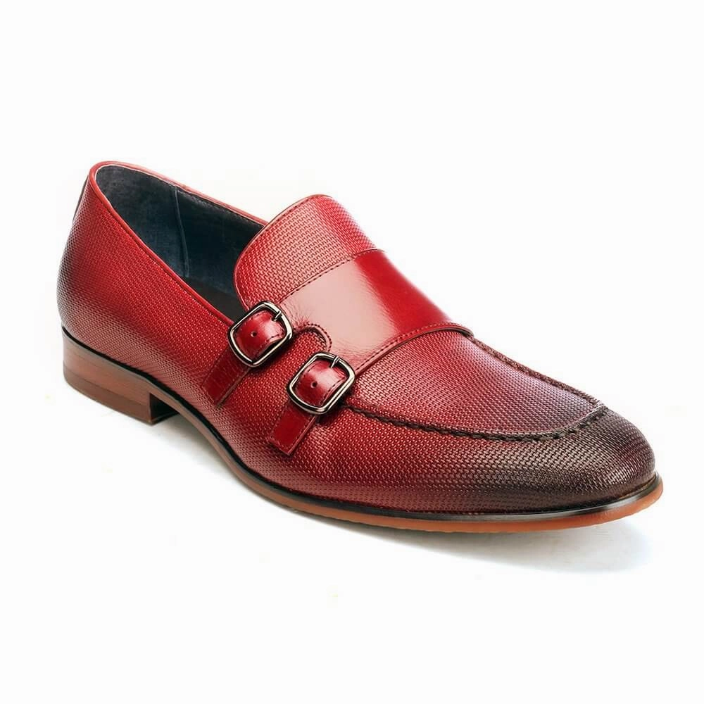 Berwick Brogues Double Strap Monks For Men - Burgundy