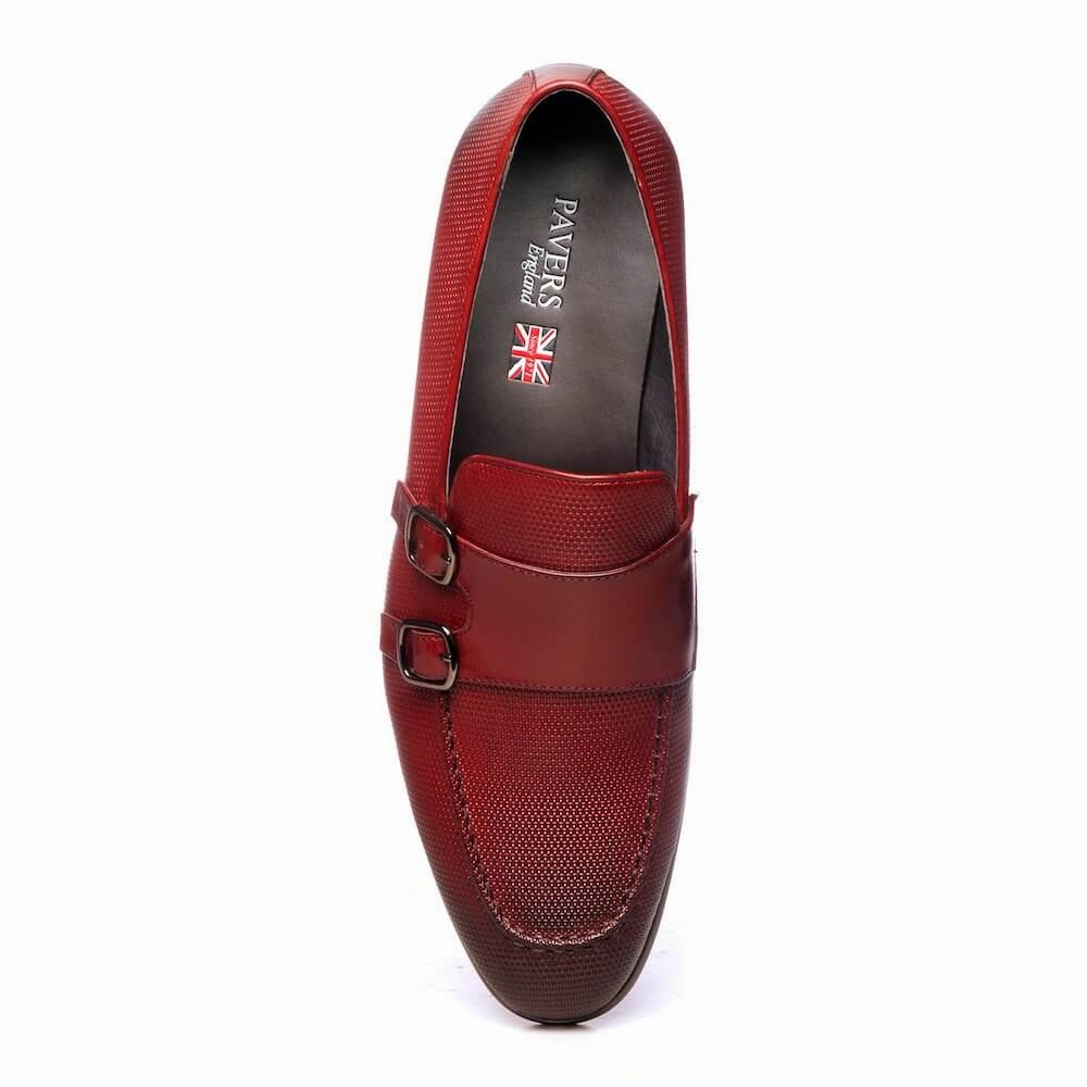 Brown Brogues Double Strap Monks For Men - Burgundy
