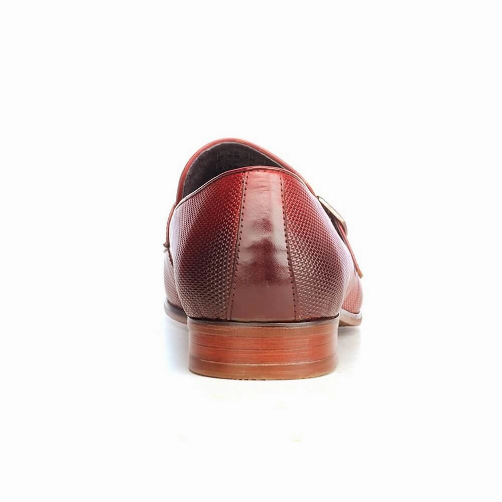 Kelvin Ii Leather Brogue Shoes Double Strap Monks For Men - Burgundy