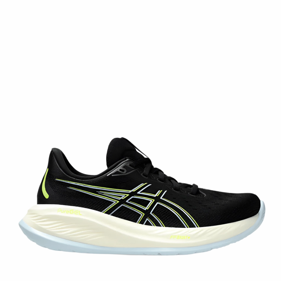 Chunky Asics Shoes ASICS GEL-CUMULUS 26 Women's Running Shoes in Black/Safety Yellow  AW24