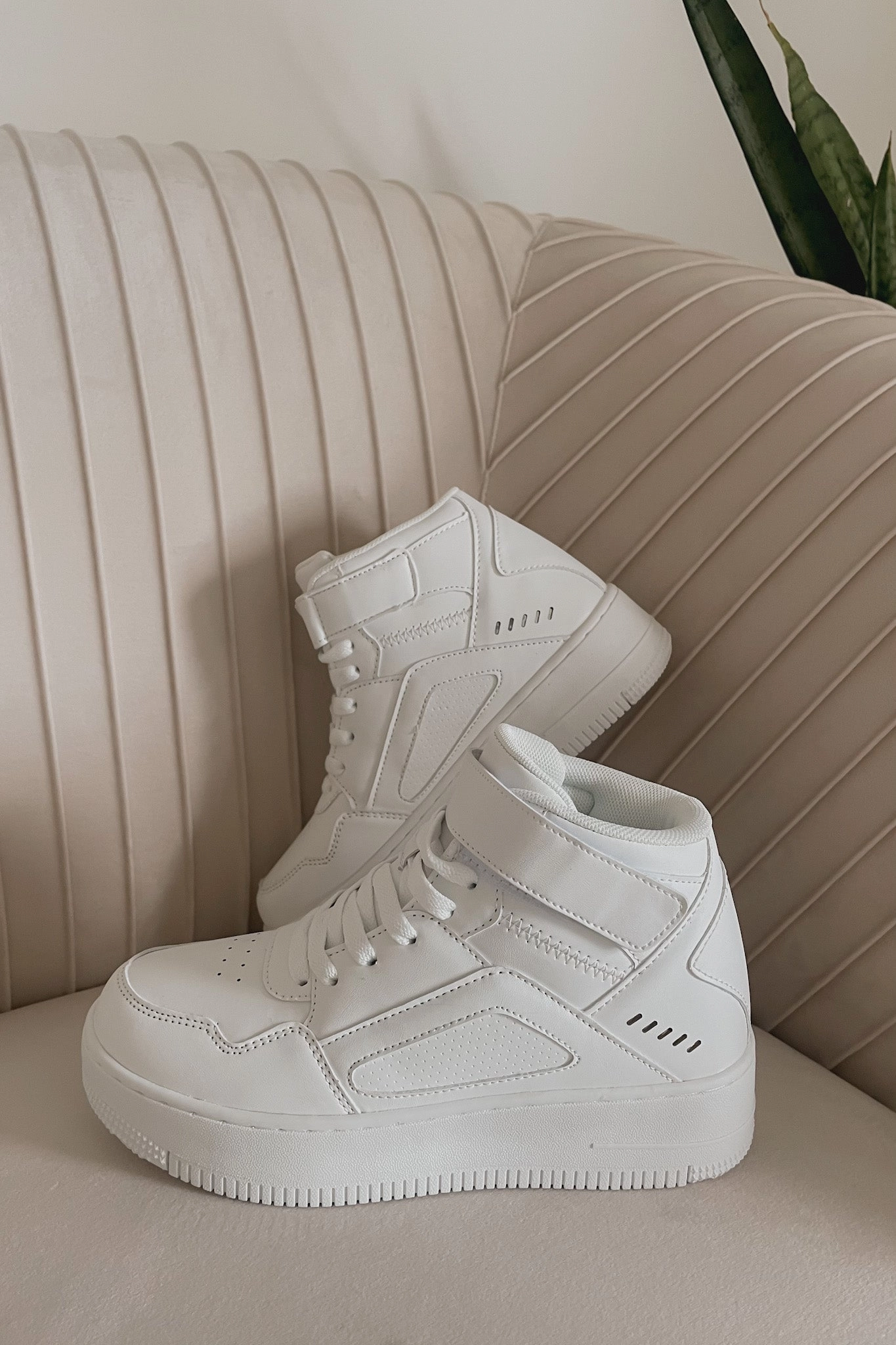 Mary Jane Button Close Shoe Cora High Top Sneakers in White