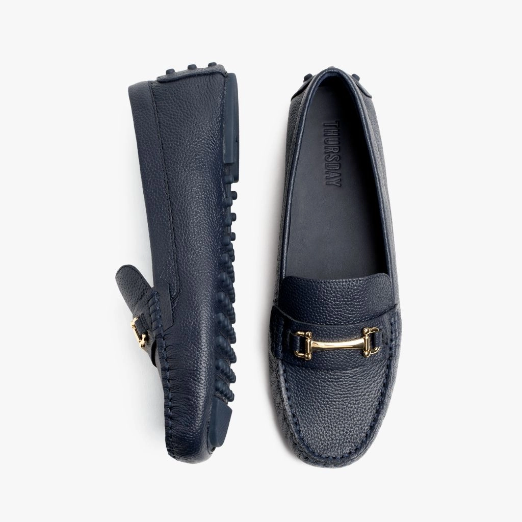 Made Loafers Driving Loafer | Navy & Gold