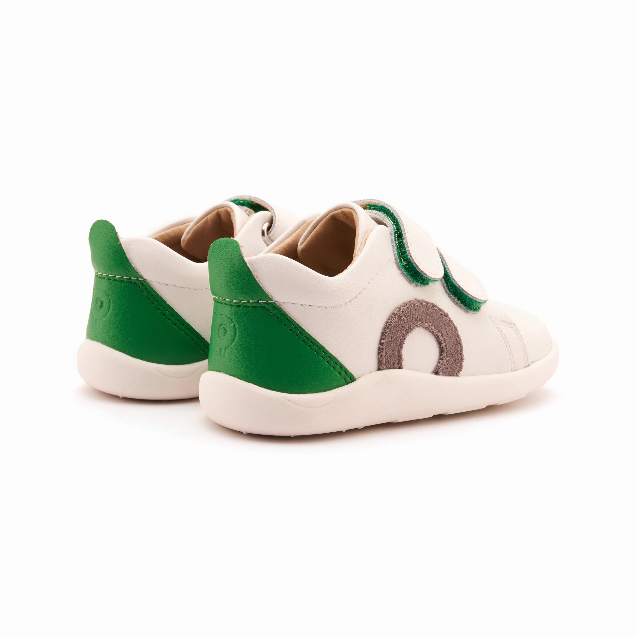 Snow Boots Store Old Soles Boy's Little O - Tot Casual Shoes - Snow / Light Grey Suede / Neon Green