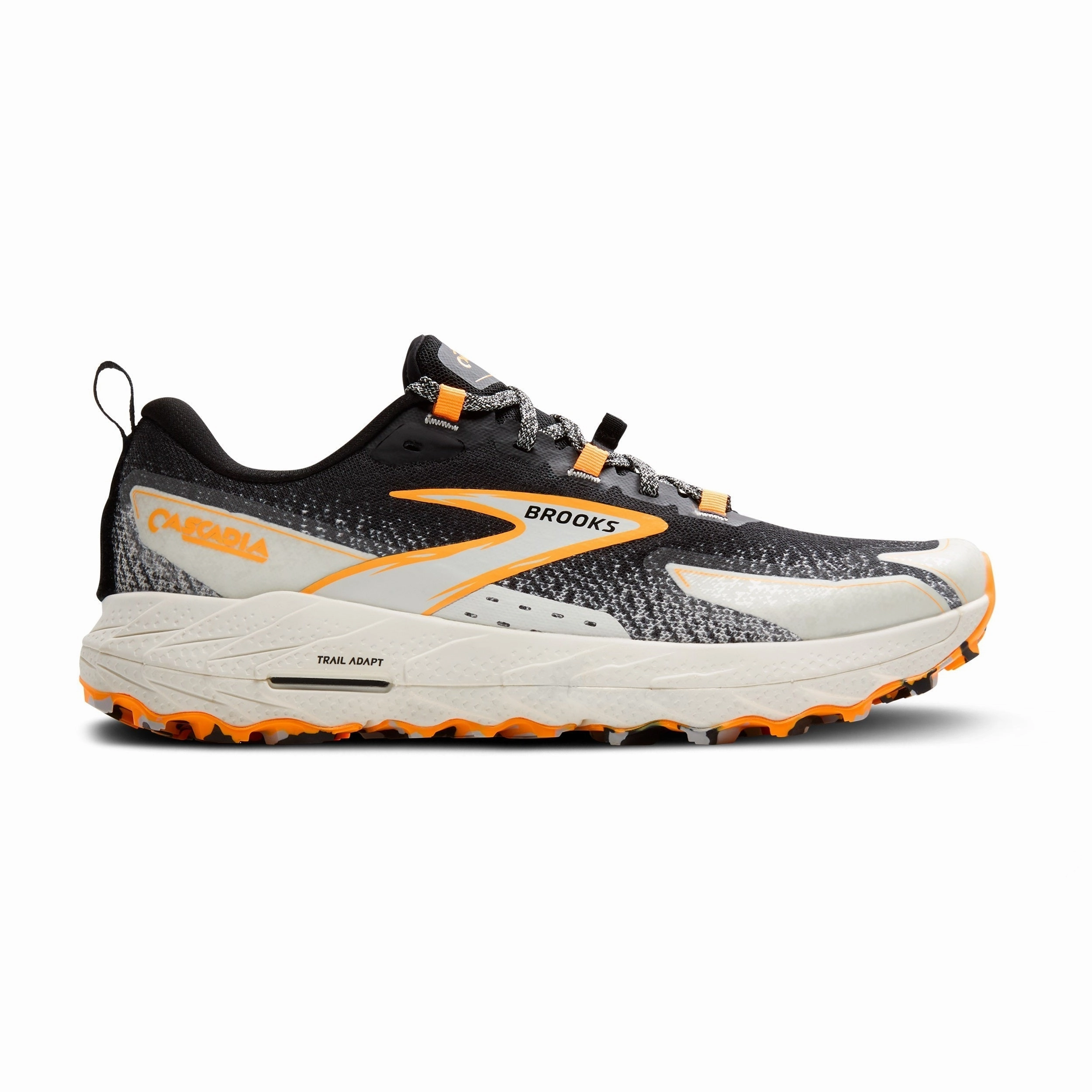 Men's Brooks Cascadia 18, Black/Blue Wash/Orange, 9 D Medium Superior Trail-running Shoes