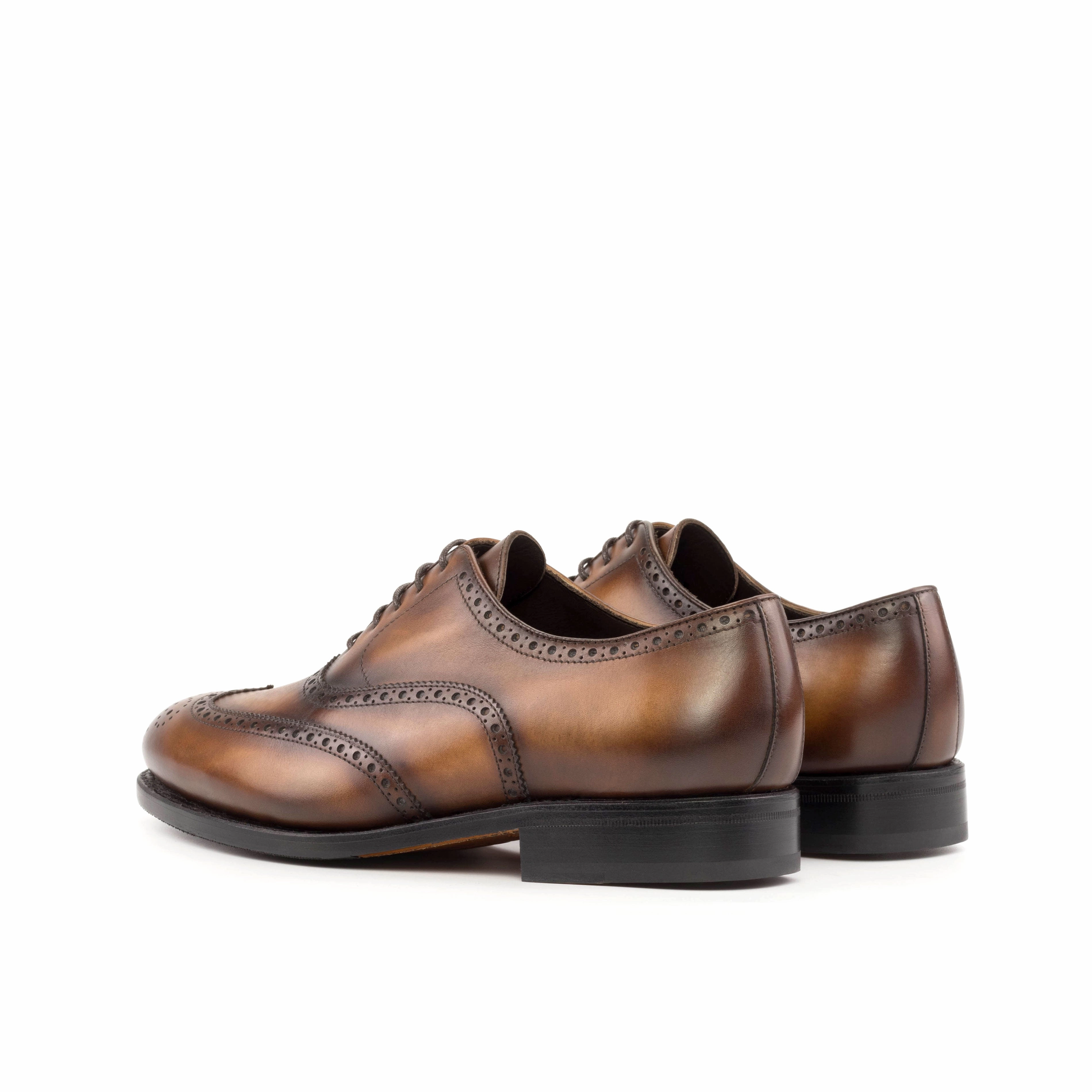Burnished Medium Brown Calf Leather Brogue Shoes Hybrid Brogue