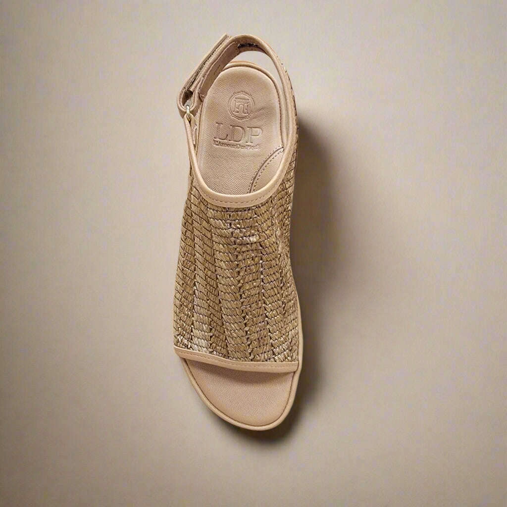 Smooth Leather Mary Jane Shoes L'AMOUR DES PIEDS - Ashwin - Natural Rafia