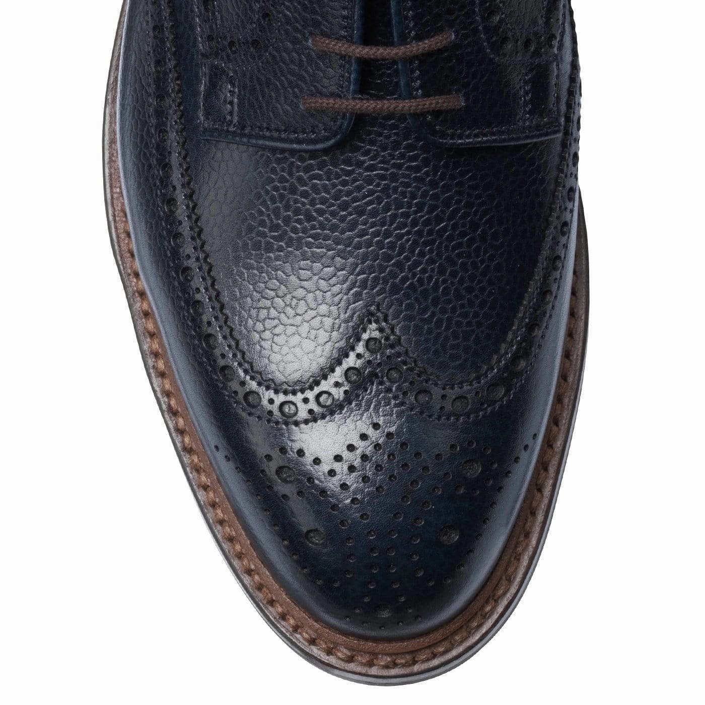 Wedge Derby Shoes Pembroke Navy Scotch Country Grain