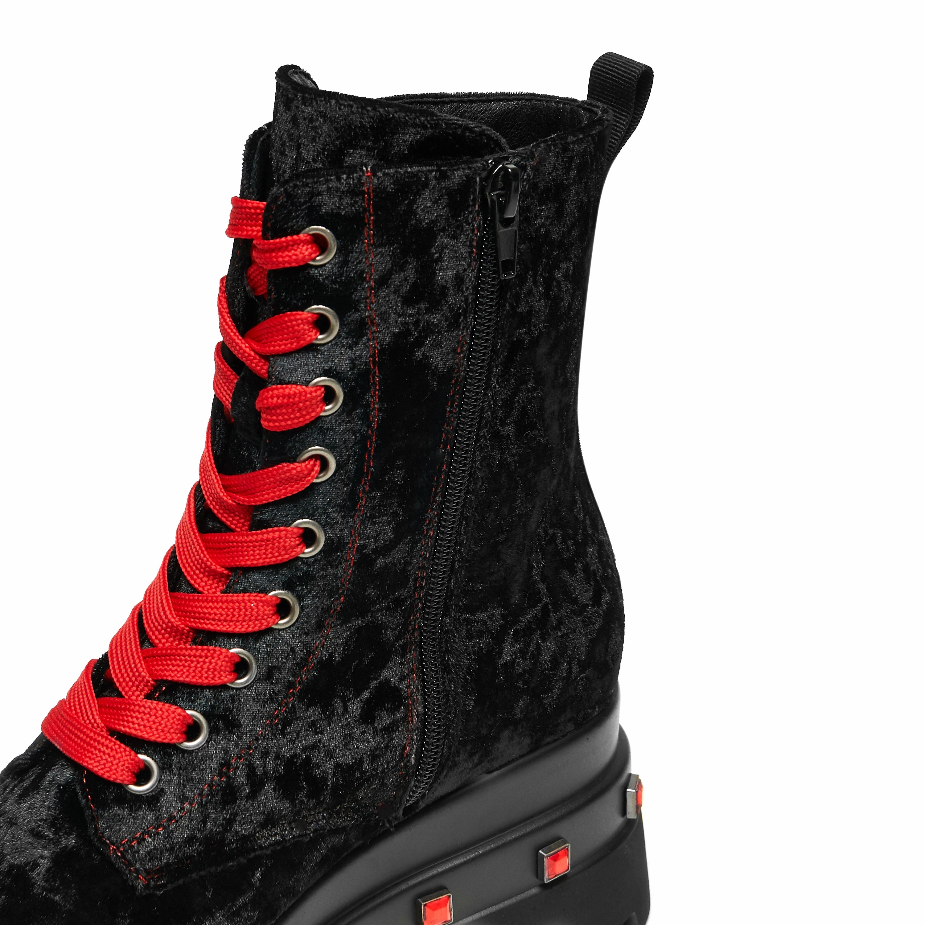 Volterra Velvet Crow Platform Boots Plastic Mary Jane Shoes