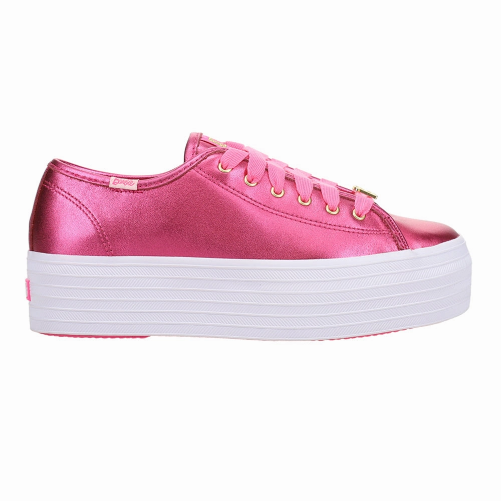 Designing Tennis Shoes Keds x Barbie Triple Up Metallic Leather Lace Up Sneakers