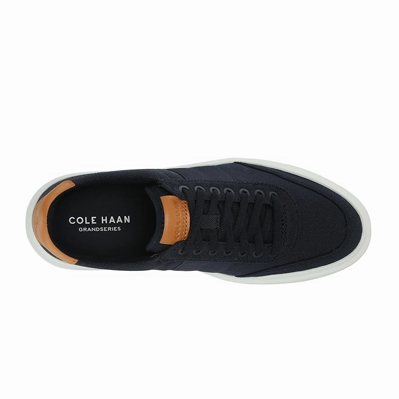 Casual Black Flat Shoes Comfortable Cole Haan Men's Grandpro Rally Canvas Sneaker - Navy Blazer/Natural Tan/Optic White