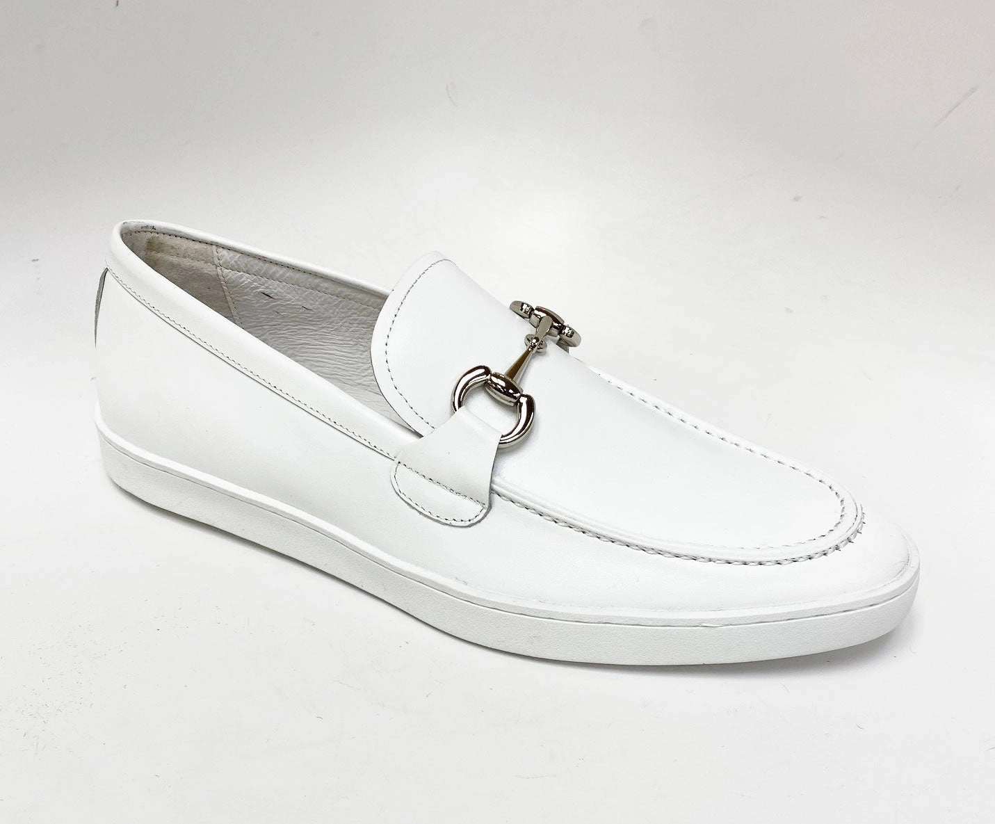 Calfskin Slip-On Horsebit Loafer White Slip On Best Work Boots