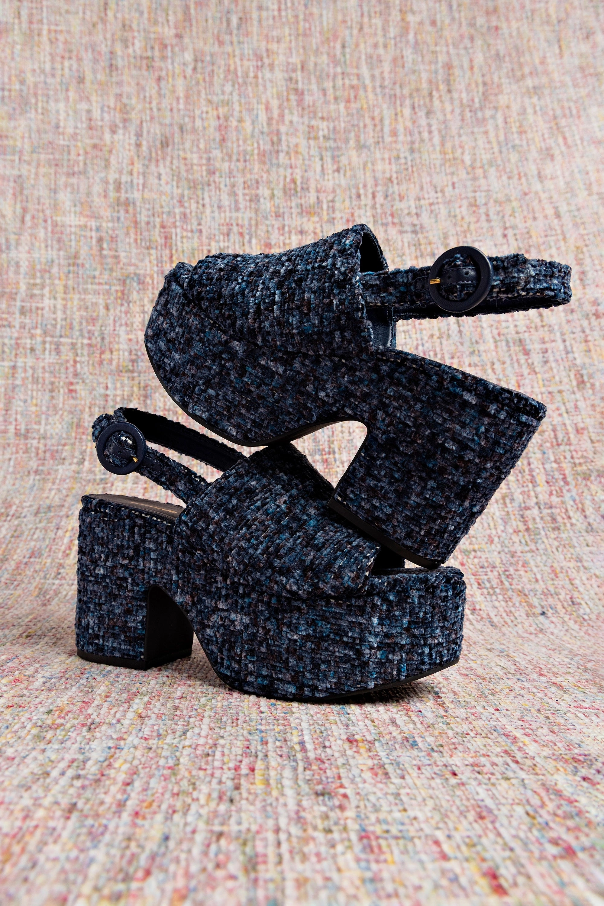 Eastland Gloria Mary Jane Shoe Miso Platform Sandal In Midnight Velvet