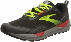 Trail Running Shoes Quick Dry Men's Brooks Cascadia 15, Black/Raven/Cherry Tomato, 7.5 D Medium