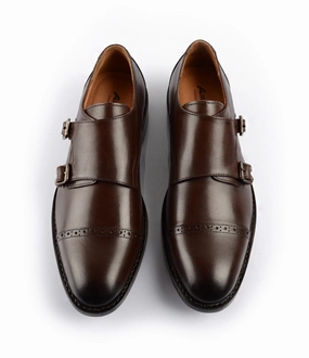 Goodyear Welted - Double Monk Strap - Brown Snakeskin Brogues