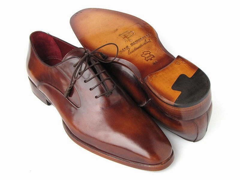 Leather Oxfords Or Derbies Paul Parkman Plain Toe Brown Calfskin Oxfords (ID#019-BRW)