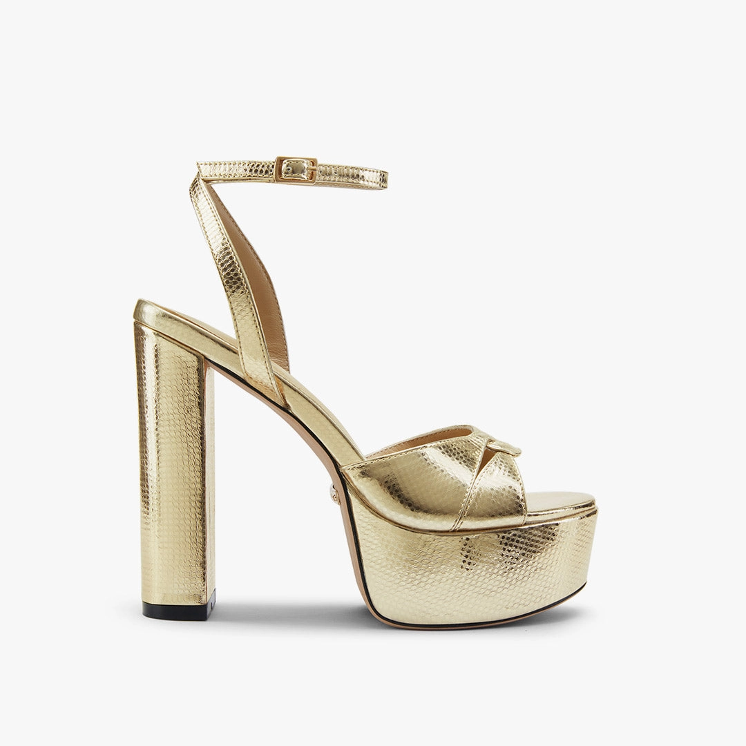 *CHARLOTTE GOLD - platform leather sandals Pattern For Fabric Mary Jane Shoes
