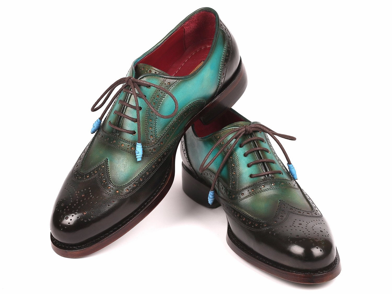 Paul Parkman Wingtip Oxfords Goodyear Welted in Brown and Green Brogues Vs Oxfords