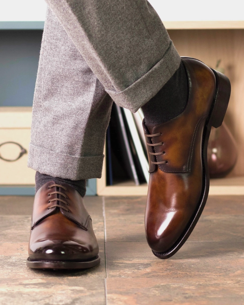 Brogue Lace Up Shoes Marco Derby in Fire Patina