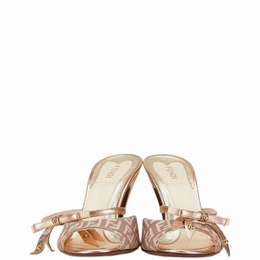 Fendi Zucca Logo Ribbon Mules Sandals Canvas Patent Leather Casual Shoes That Go With Shorts