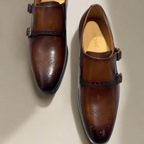 Elegant Monk Strap Shoes  Dual Tone Collection Louis Vuitton Pochette Metis Brogue