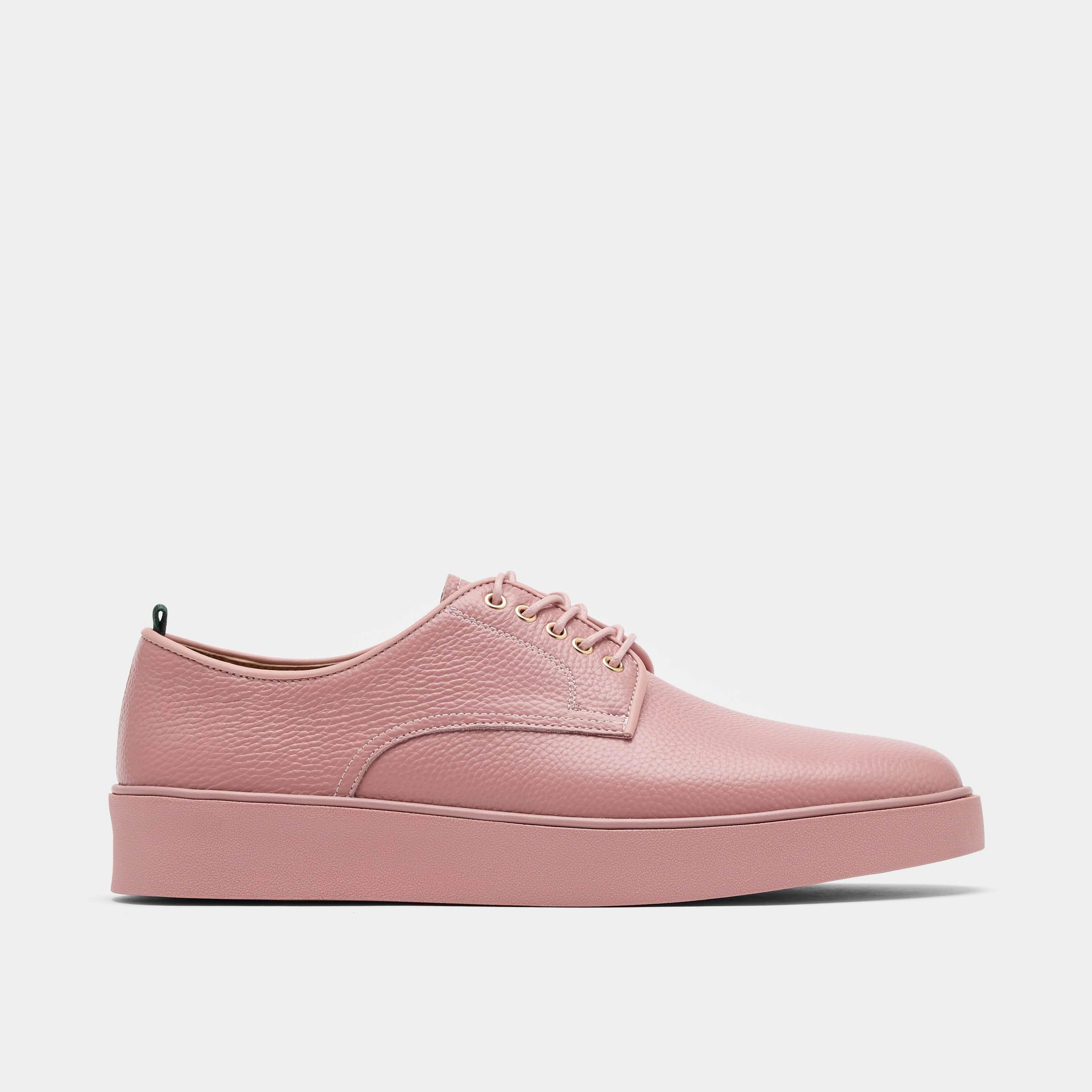 Deion Pink Leather Derby Sneakers Lace-up Shoe