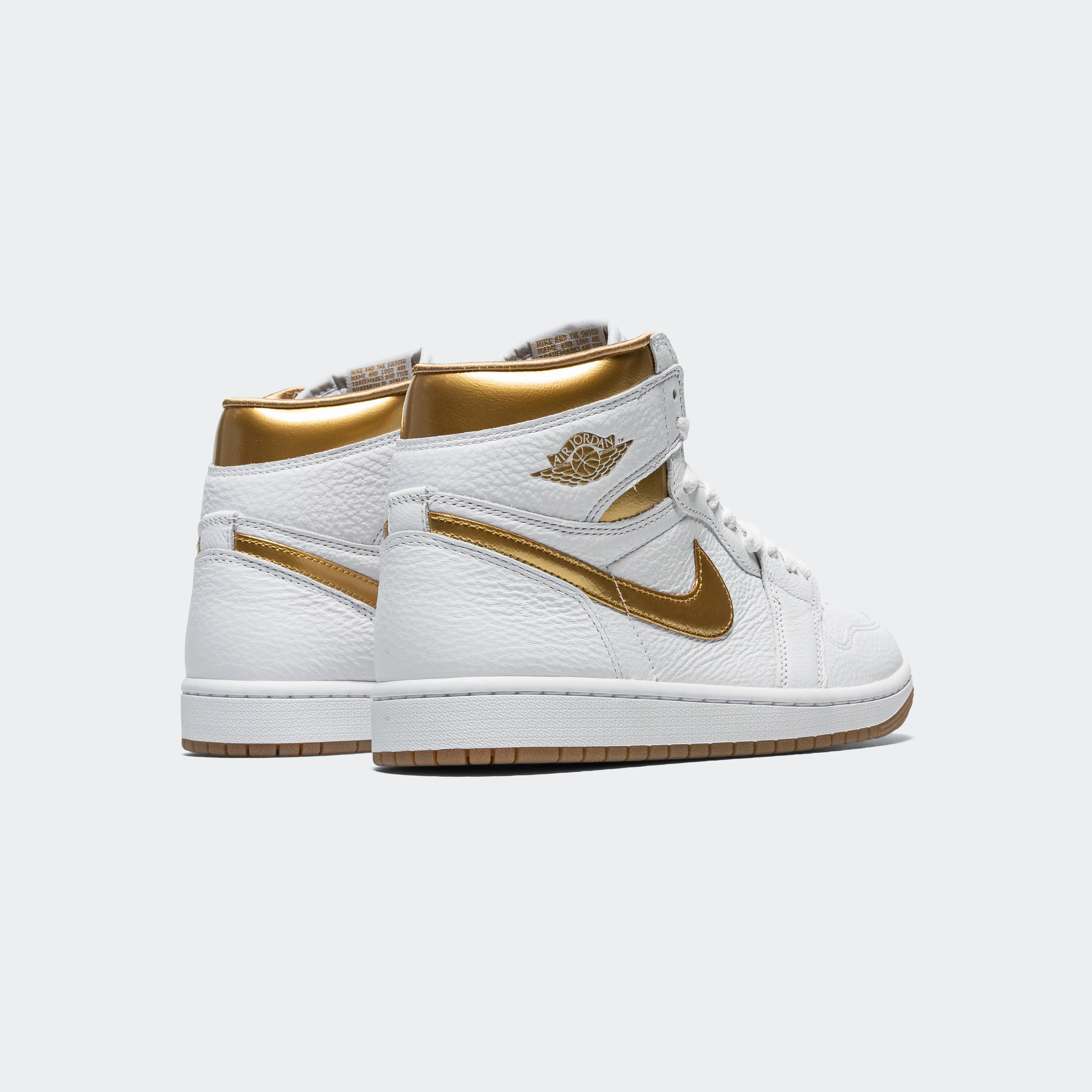 American Flag Basketball Shoes Womens Air Jordan 1 Retro High OG - White/Metallic Gold-Gum Light Brown