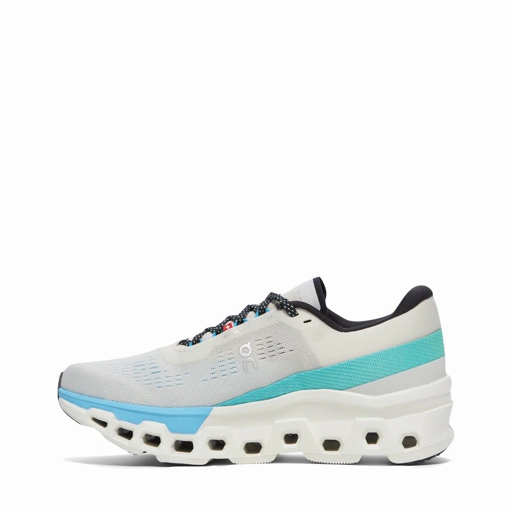 On Women's Cloudmonster 2 Sneaker in Cream/Horizon Blue Classic Training Shoes