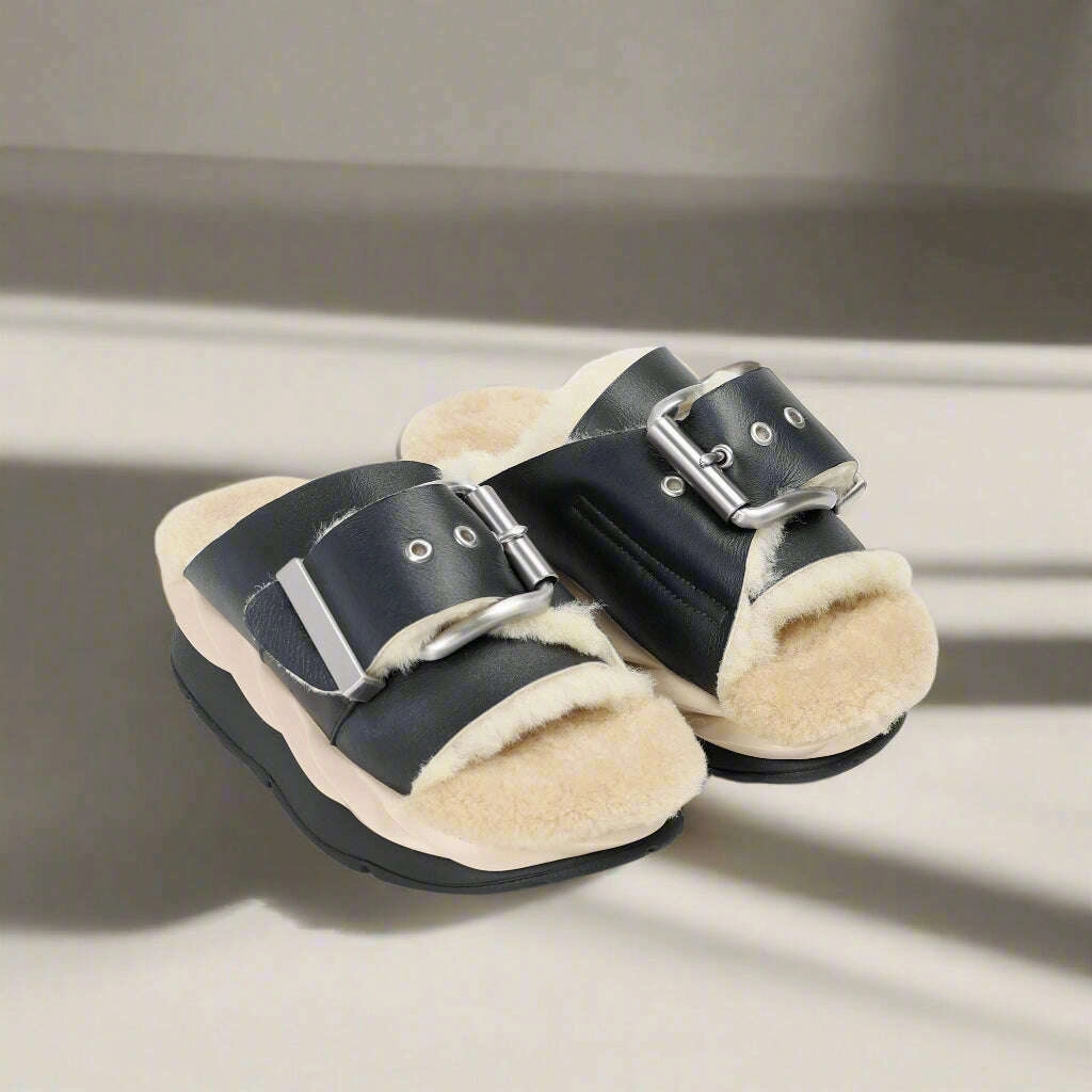 4CCCCEES Mellow Laze in Oreo/Shearling Mary Jane Shoes Mary Jane Shoes