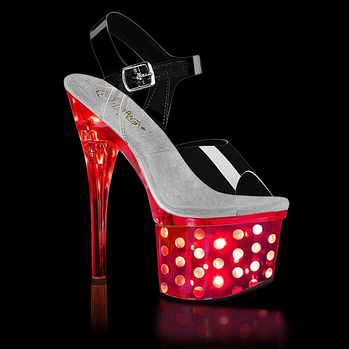 7 " LED Light-Up Ankle Strap Platform Sandal (DISCOLITE-708DOTS) Comfort Flat Mary Jane Shoes