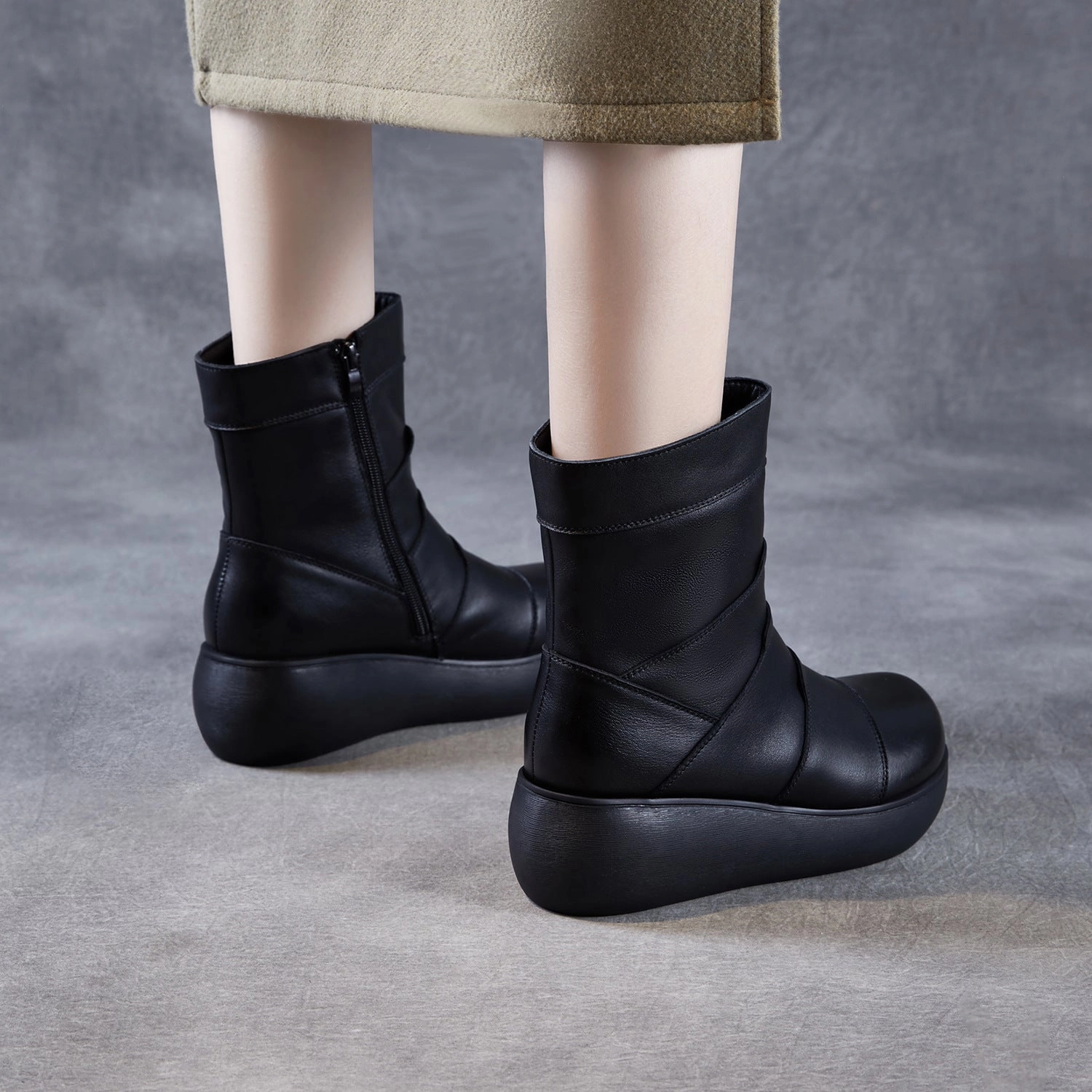 Kizik Juno Snow Boots Women's Winter Plain Quilted Leather Snow Boots