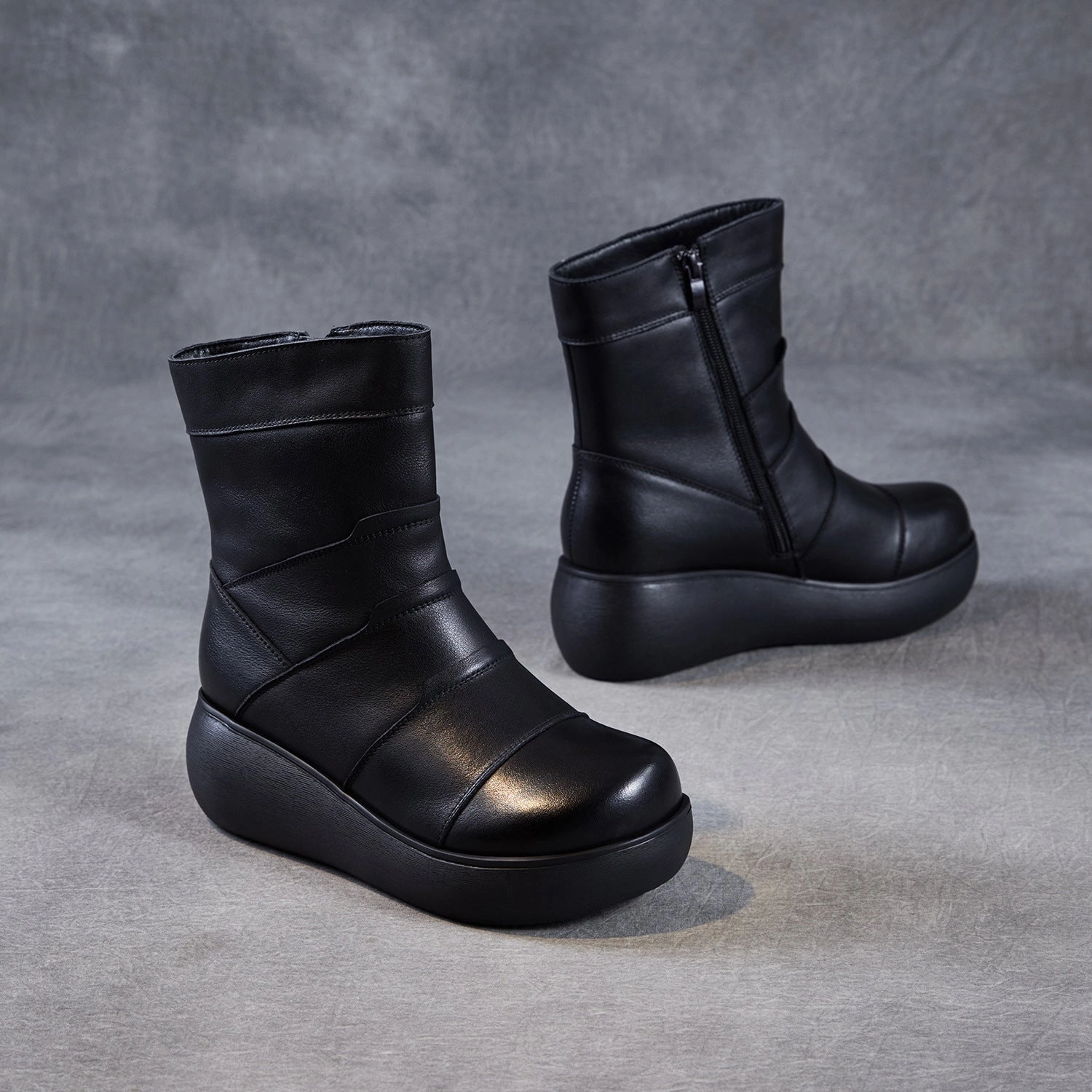 Best Snow Winter Boots Women's Winter Plain Quilted Leather Snow Boots