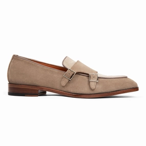 Designer Brogues & Derby Shoes Beaumont Double Monk Loafer // Terra Dusk Brown Suede