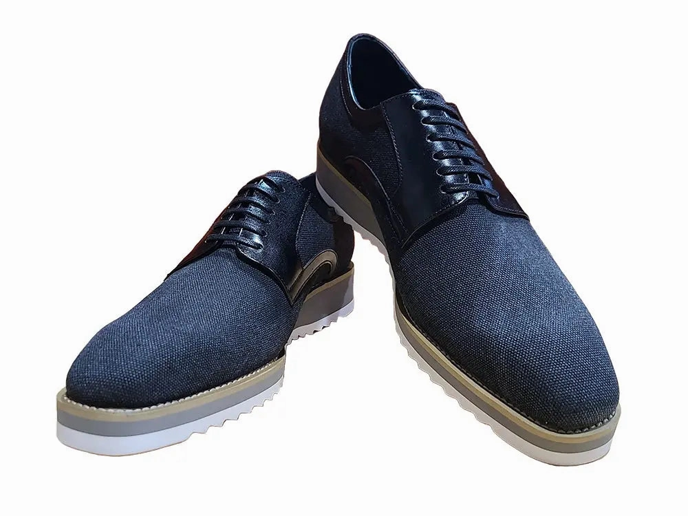 8053 Vintage Smooth Leather Oxford Shoes Spring Linen Mixed Media Oxford