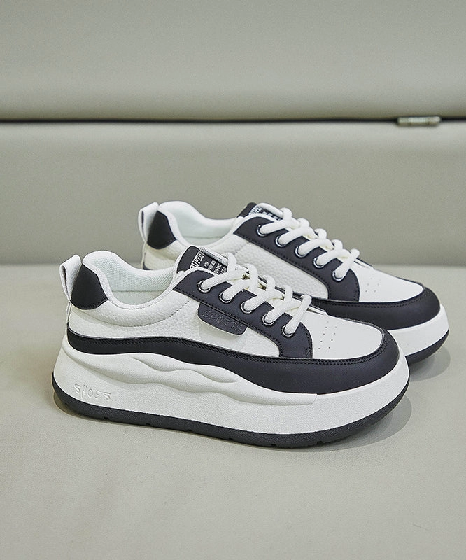 Pumps Mary Jane Shoes Casual White Splicing Lace Up Platform High Wedge Heels Shoes JJ029